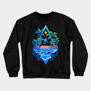 Tropical Beach Scene Crewneck Sweatshirt